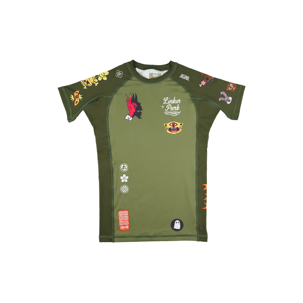 Linkin Park x Jasper Wong No Gi Rashguard Military Green front