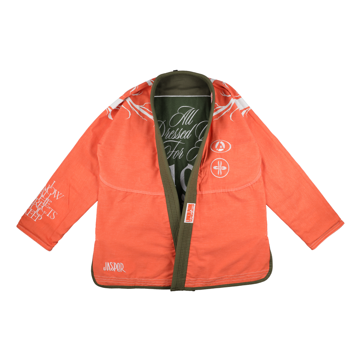 Linkin Park x Jasper Wong Reversible Jiu Jitsu Kimono reversed to blaze orange, front