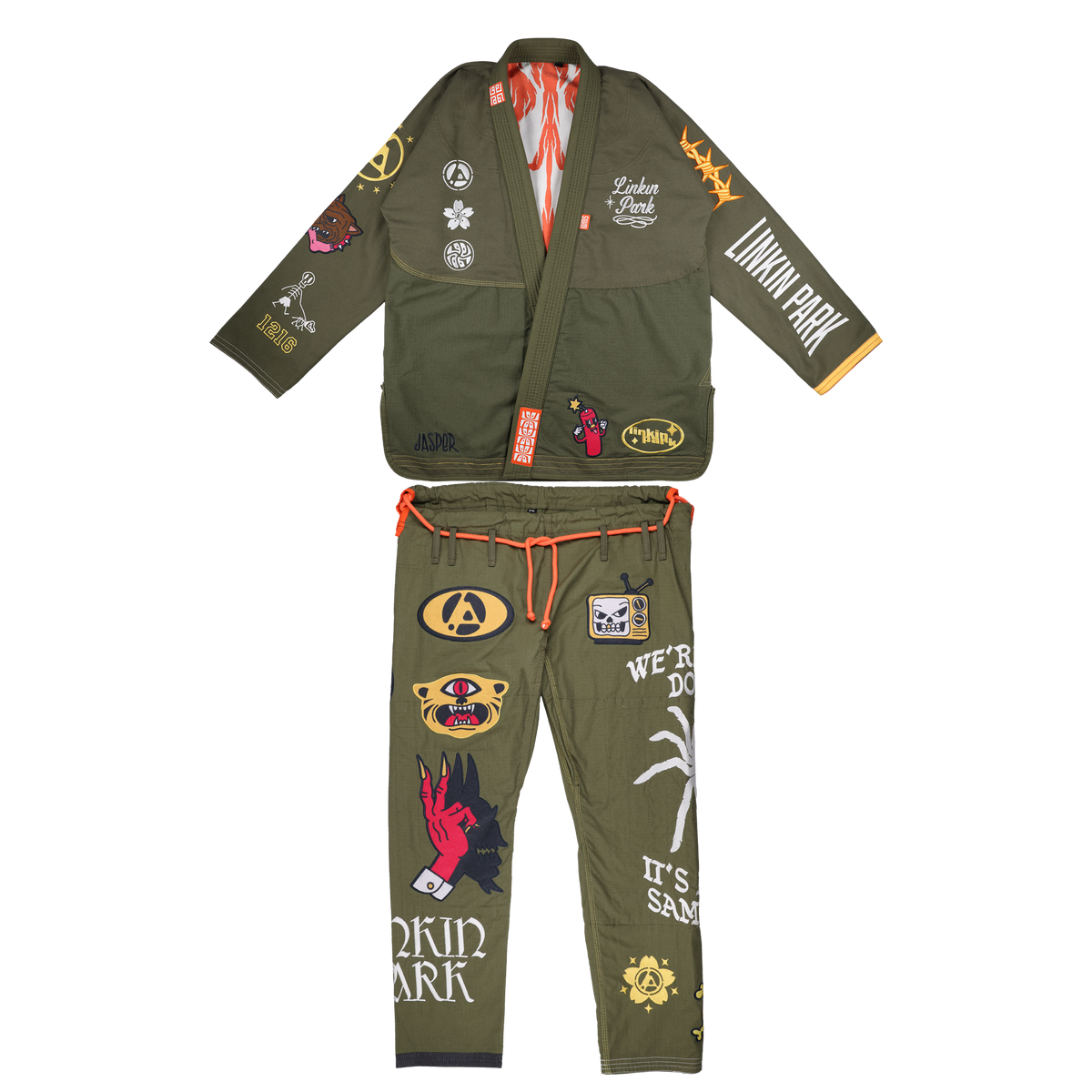 Linkin Park x Jasper Wong Reversible Jiu Jitsu Kimono jacket and pants set, front